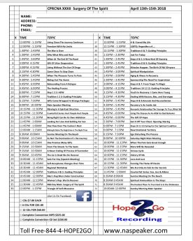 CPRCNA XXXII Order Form/Meeting list